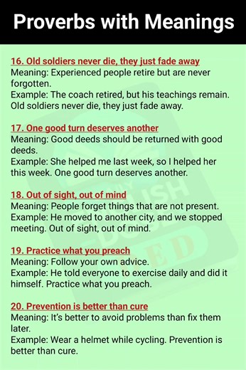 2.8K views · 46 reactions | Most Useful English Proverbs and Their Meanings with Examples #fblifestyle #English #proverbs #learnenglish #dailyenglish | Daily English Dose | Facebook