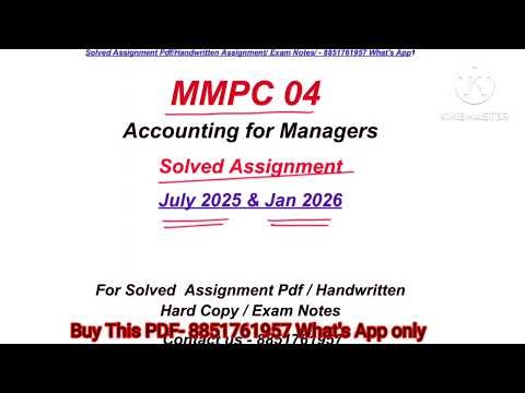 MMPC 04 Solved Assignment 2025-2026 | MMPC 4 Solved Assignment 2026 | MBA Assignment IGNOU | MMPC 04
