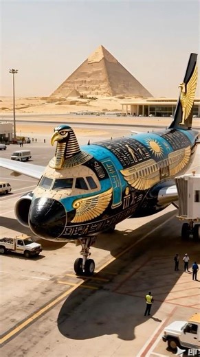 Ancient Egyptian Mythology Airplane ✈️🦅 Horus Takes Flight Above the Pyramids #aviation