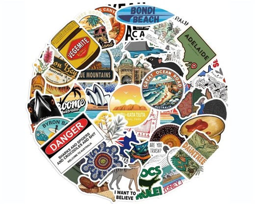 Australian-themed Vinyl Stickers: Aussie Landmarks, Animals - 50pcs - Etsy Australia