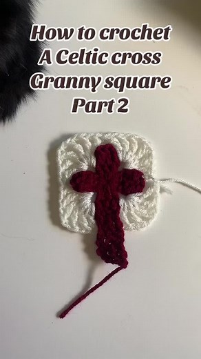 Here’s part 2 on how to crochet a celtic cross granny square! More parts coming soon! #crochet #crochetgrannysquare #grannysquare #celticcross #cross #crossgrannysquare #crochettutorial #tutorial