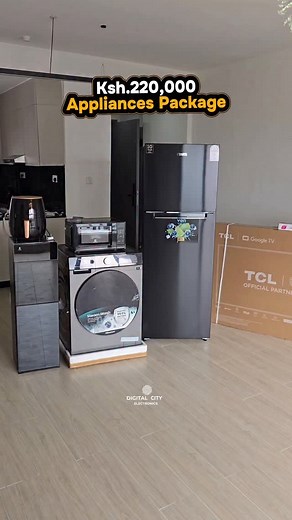 Digital City Electronics Kenya  on Instagram: "Ksh.220,000 Package; TCL 65” T6C -75k Von 334L -60k Hisense 10.5/6Kg -60k Nunix Z199-10k Nunix Airfryer-5k Ramtons Kettle-3k Smartpro Microwave-7k Total Ksh.220,000 #electronicsandappliances #appliancespackages #digitalcityelectronics"