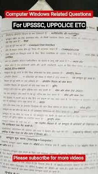 Computer Windows Question and answer #upsi #uppoliceexam #juniorassistant #upp #motivation