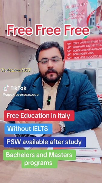 🌍 Study in Italy for FREE🎓 Dreaming of world-class education in a culturally rich country? Italy offers amazing opportunities for FREE education through government and university scholarships. Why Choose Italy? \t•\tTuition-Free Programs for international students \t•\tEnglish-Taught Courses in diverse fields \t•\tAffordable Living Costs and financial support \t•\tStudy in iconic cities like Rome, Milan, and Florence Scholarship Benefits: \t•\tFull tuition fee waivers \t•\tMonthly living allow