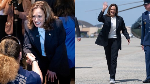 Kamala Harris Revives Converse Chucks and Pearls Outfit Combo While Campaigning in Georgia With Tim Walz