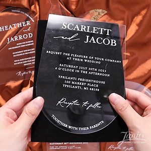 fancy shape acrylic invitations: butterfly, arch, half arch... get sample kit now: https://www.janicepaper.com/fancy-shape-acrylic-invitation-sample-kit | Janice Paper