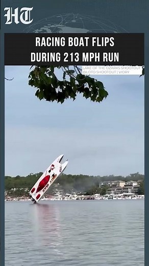 Powerboat Flips Mid-Race at 213 MPH in Lake of the Ozarks #shorts