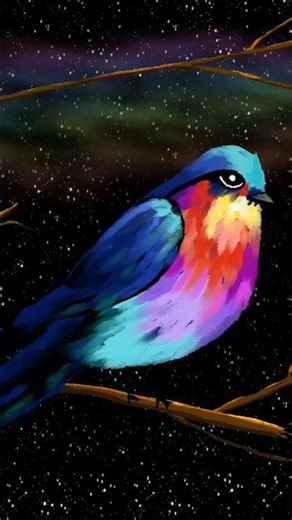 Colorful bird drawing in Procreate with ‪@ArtwithFlo‬