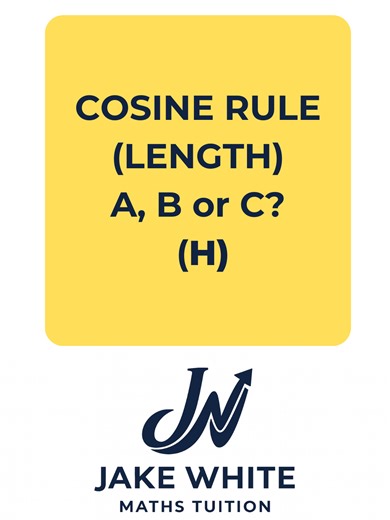 Cosine Rule - Tomorrow’s Question – Complete the question – Comment A, B or C for the correct answer – Check back tomorrow for the full solution to see if you were right #GCSEMaths #GCSERevsion #MathsRevision #CosineRule #Trigonometry