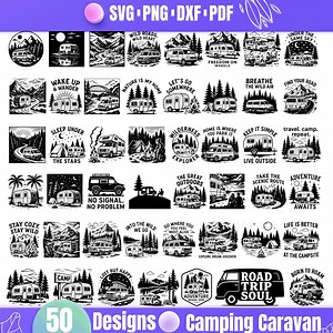 Camping Caravan SVG Bundle | 50 Travel Trailer & Camper Clipart Designs | Outdoor Adventure Vector Set | Van Life - Etsy Australia