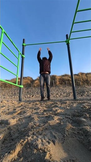 Jump, grab the bar and a short hold x 2