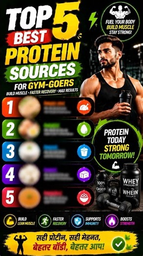 💪 Top 5 Best Protein Sources for Gym-Goers #ProteinSources#GymNutrition#MuscleBuilding#viralshorts