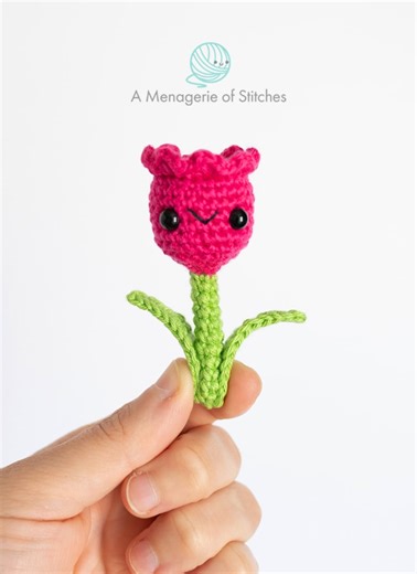Free Tulip Crochet Pattern – Mini Flower Amigurumi for Spring - A Menagerie of Stitches