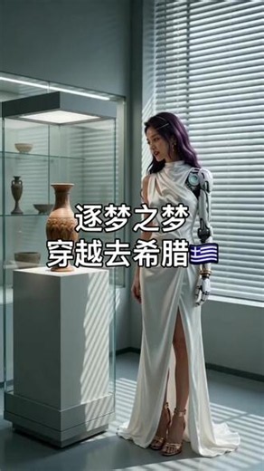 穿越去希腊🇬🇷第一集 这是完全用AI制作的短剧剧情介绍：2046年，48岁的美术馆馆长GG，在馆中意外触发俄尔浦斯的里拉琴，穿越回古希腊，先后见证了俄尔浦斯为救妻子重回冥界、纳西索斯痴迷水中倒影最终化身为花、米诺陶洛斯杯忒修斯放逐这三个经典神话瞬间，在这段旅程中GG逐渐读懂了神话背后的爱与执念，最终带着感悟回到现实，重新审视自己的人生。#9/28-10/8跟我去希腊