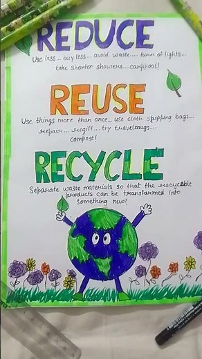 poster making : Reduce, reuse and recycle # My art and craft Iceland.