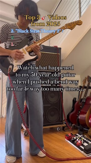 Bushin 김 on Instagram: "Happy new year everyone 🍻 I sure did milk some of these clips a lot didn’t I 🧑🏻‍🌾 anyway here’s my top 3 most viewed videos when I started my guitar page in 2025 ❗️#guitar #reels #ledzeppelin #stratocaster #jimihendrix"