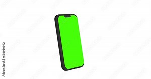 4k 3d smartphone popup animation on white background,3d smartphone with green screen display animation on white background