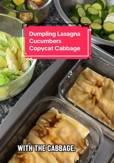 Dumpling bake. Copycat cabbage. Cucumbers! Dinner was fantastic! Came out 100% delicious! #copycat #dumpling #bake #stirfry #cooking Serving video on @Lauren| Budget| Family| Food page! 10/10 would make again.