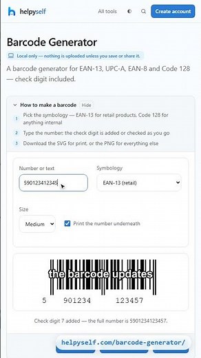 Barcode Generator: Make Retail and Internal Barcodes Locally — A HelpySelf Tutorial #Shorts
