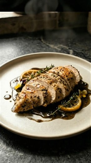 Juicy Herb-Brined Chicken Breast • Lemon Thyme Jus ASMR #asmr #foodshorts