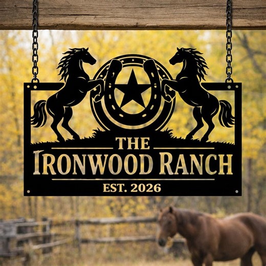 Personalized Ranch Sign, Custom Horse Farm Metal Sign, Western Farmhouse Decor, Rustic Ranch Name Sign, Outdoor Wall Art - Etsy