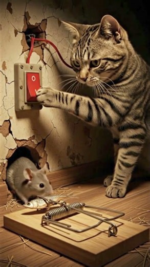 Bruh… this cat set a trap 😼 to catch its prey, you won't believe what happens next!