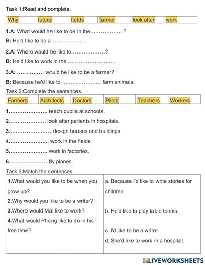 What would you like to be in the future? activity