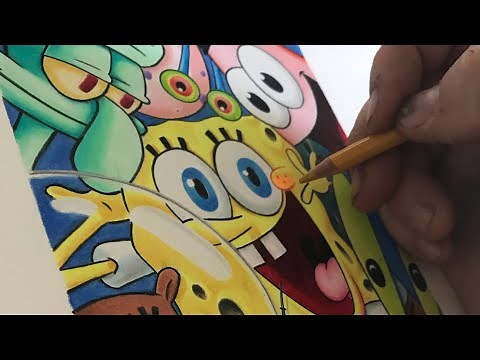 Drawing Spongebob and Friends! Using Prismacolor Colored Pencils Spongebob Squarepants | EvanArtsy