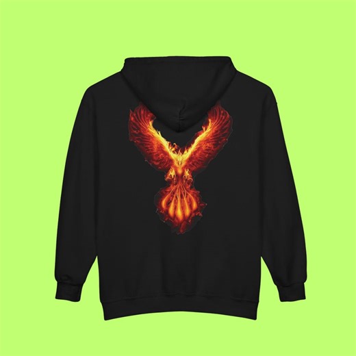 Phoenix Graphic Hoodie - Rising From Ashes, Black Full Zip - Etsy