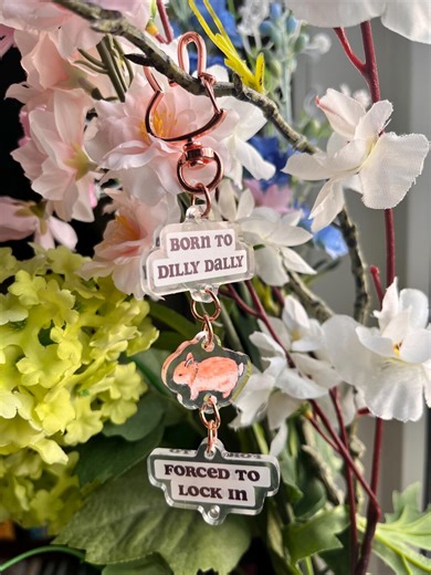 Bunny Meme Born to Dilly Dally Forced to Lock in Connector Acrylic Keychain - Etsy