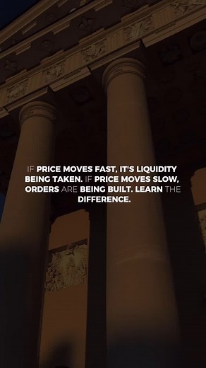 When price moves fast, it's usually because liquidity is being taken. This means the market is aggressively filling orders—often stop losses or breakout traders jumping in—causing a rapid price shift. Think of it like a sudden rush of people flooding into a store during a sale. When price moves slow, orders are being built. Institutions and smart money don't just dump massive positions at once—they accumulate or distribute gradually, absorbing liquidity over time. save it for later #fyp #forex