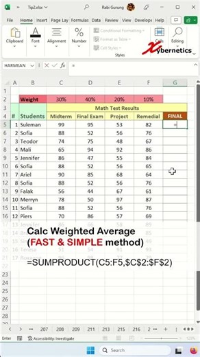 How to Calculate the Weighted Average (Using SUMPRODUCT) - Excel Tips and Tricks #shorts