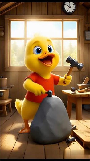 Cartoon Duck 🦆 Carves Stone All Night! | Lion Statue Time-Lapse! | Little Duck World