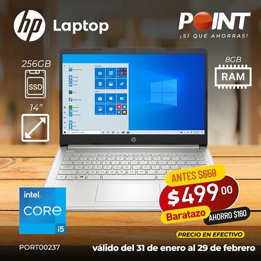 Aprovecha nuestros súper descuentos. 😎 Laptop Hp: - Core i5 - SSD 256 Gb - RAM 8 Gb | Almacenes Point