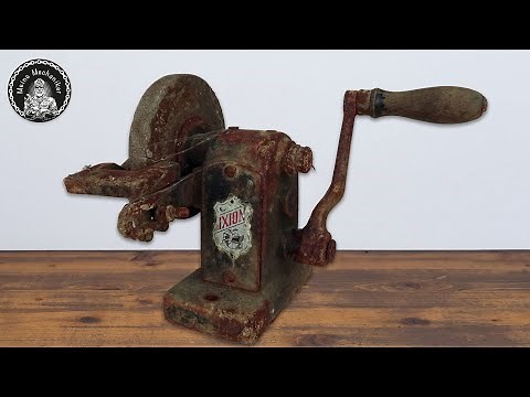 Hand Cranked Grinder Restoration - Antique Bench Grinder