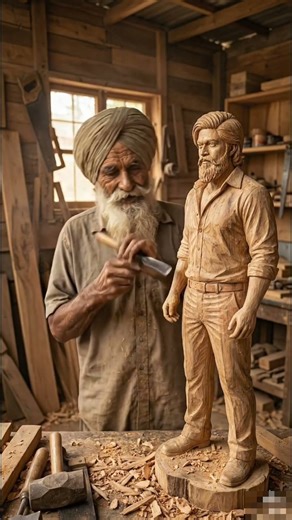 This Wooden KGF Yash Statue SHOCKED Everyone! #shorts #kgf #yash #rockybhai #woodworking #trending