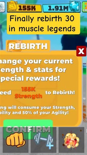 rebirth 30 in og game named muscle legends 💪💪#roblox #shorts