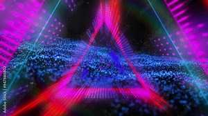 Neon triangle and particle effects animation with vibrant colors and dynamic lights Stock Video