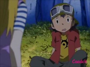 Zoe se cae con Takuya (Digimon Frontier)