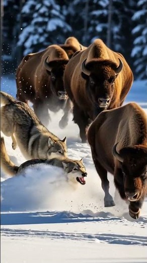 狼の群れが猛牛を襲う！驚きのハンティング映像 🐺🔥 Wolf Pack vs Bull
