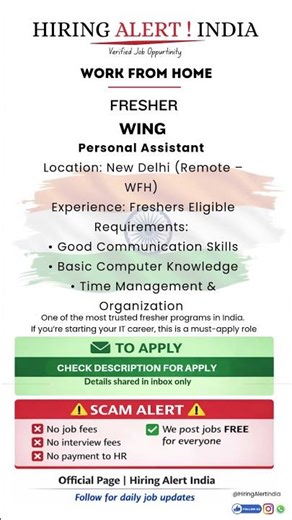 Personal Assistant Job | Work From Home | Freshers Hiring | India