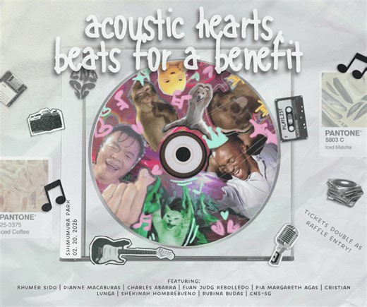 𝐀𝐜𝐨𝐮𝐬𝐭𝐢𝐜 𝐇𝐞𝐚𝐫𝐭𝐬: 𝐁𝐞𝐚𝐭𝐬 𝐟𝐨𝐫 𝐚 𝐁𝐞𝐧𝐞𝐟𝐢𝐭 Before the 2nd semester midterm exams hit full force, take a breather and recharge with us. 𝗖𝗡𝗦-𝗦𝗚 is bringing together the students of the College of Natural Sciences for an evening where science meets music — and stress turns into calm. 📅 𝗙𝗲𝗯𝗿𝘂𝗮𝗿𝘆 𝟮𝟬, 𝟮𝟬𝟮𝟲 | 𝟲:𝟬𝟬 𝗣𝗠 𝗼𝗻𝘄𝗮𝗿𝗱𝘀 📍 𝗦𝗵𝗶𝗺𝘂𝗺𝘂𝗿𝗮 𝗣𝗮𝗿𝗸 Expect heartfelt acoustic performances, meaningful melodies, and rhythms that stay with you l