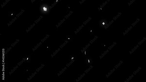 White confetti against black. You'll be able to overlay this particle animation to your production using luminance and can be easily colour corrected to your liking.