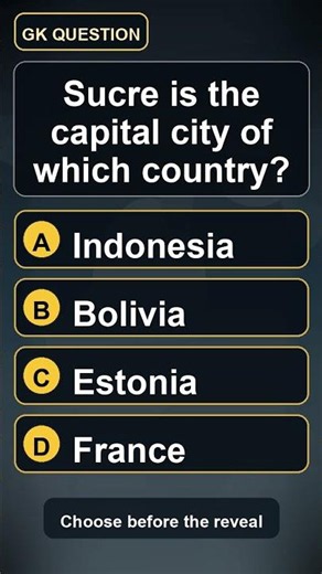 GK Question | General Knowledge Quiz: Sucre is the capital city of which country?