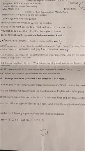 TY B. SC computer science & Digital image processing question paper #bsccomputerscience