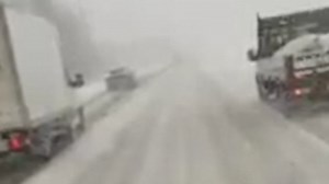 A1 is covered in snow as motorway visibility becomes non-existent