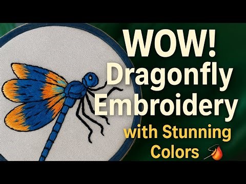 Hand embroidered dragonfly, stitched with patience and love 💙🧡"— From Artisan Avenue