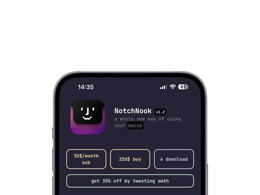 App推荐：Mac 丝滑动画刘海工具“NotchNook”