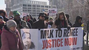 ICE protesters march across Brooklyn Bridge on MLK Day