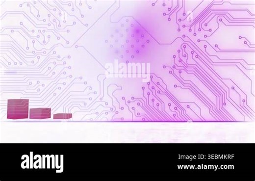 Animation of 3d bar graphs and circuit board pattern over white background. Digitally generated, hologram, illustration, report, business, three dimensional, power supply and technology concept Stock Video Footage - Alamy
